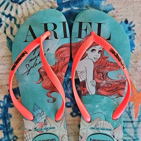 Havaianas Disney Ariel Flip Flops Size 7/8 - Picture 3 of 16